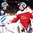 MONTREAL, CANADA - DECEMBER 27: Denmark's Kasper Krog #31 and Finland's Karolus Kaarlehto #30 shake hands following Denmark's 3-2 preliminary round win at the 2017 IIHF World Junior Championship. (Photo by Andre Ringuette/HHOF-IIHF Images)

